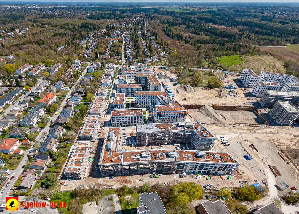 21.04.2023 - Luftbilder von der Baustelle Alexisquartier und Pandion Verde in Neuperlach